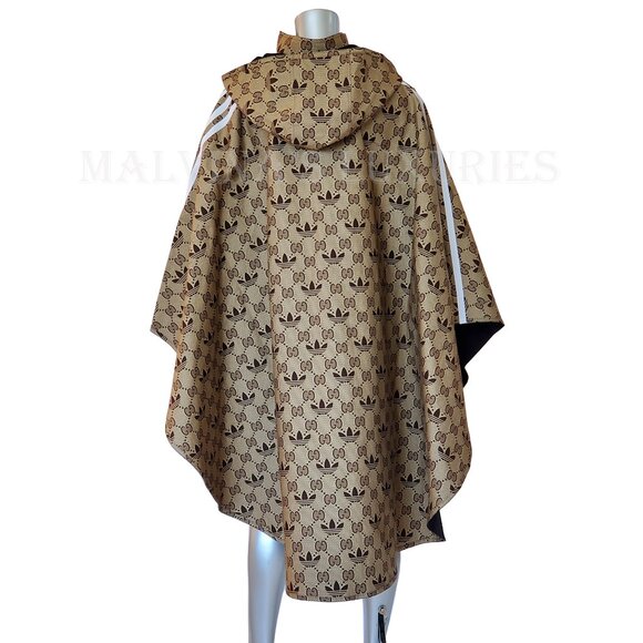 GUCCI ADIDAS X CAPE COAT TREFOIL G LOGO REVERSIBLE HOODED UNISEX PONCHO sz M - Picture 7 of 16